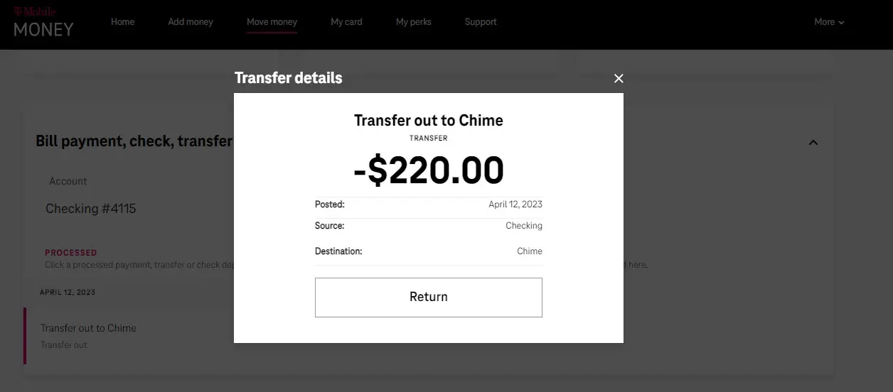Workaround using TMobile Money How to get the 100 Chime Referral