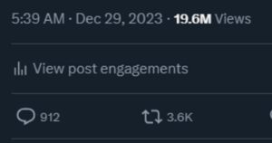 A post with 19.6 million impressions.
