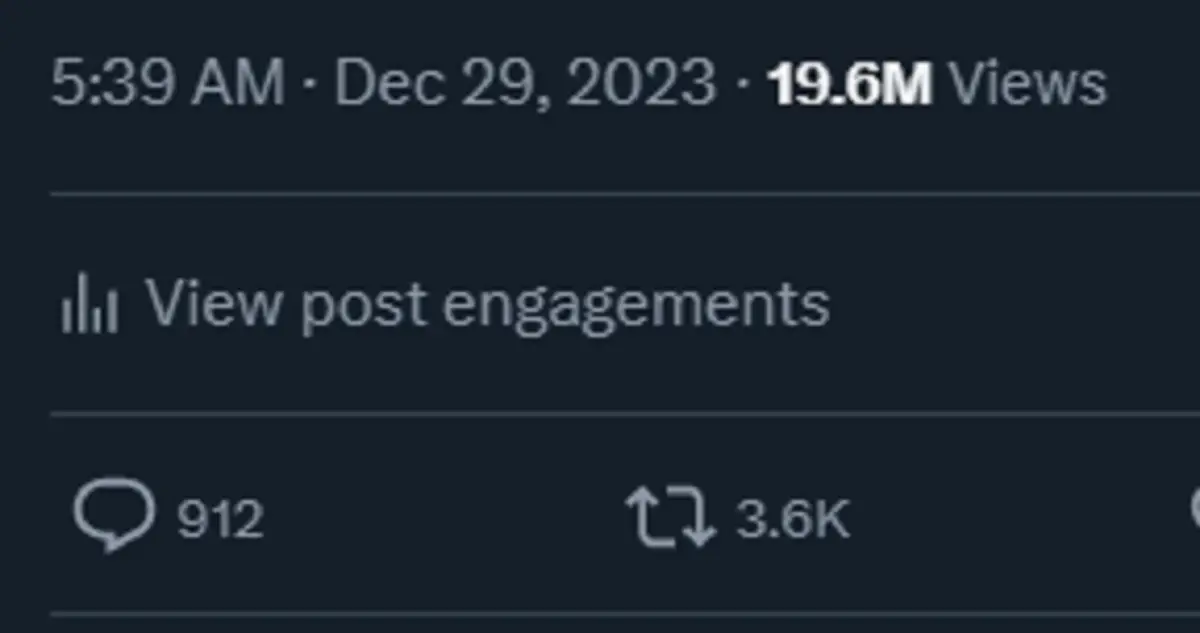 A post with 19.6 million impressions.